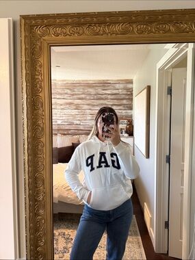 GAP White Hoodie with Navy Logo